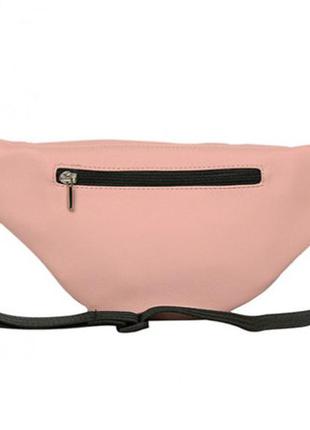 Удобная женская поясная, наплечная сумка бананка на пояс, через плечо экокожа светло-розовая, пудра7 фото