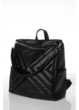 Вместительный женский черный рюкзак-сумка городской, повседневный качественная эко-кожа3 фото