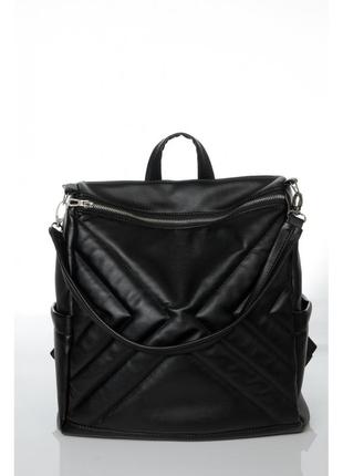 Вместительный женский черный рюкзак-сумка городской, повседневный качественная эко-кожа4 фото
