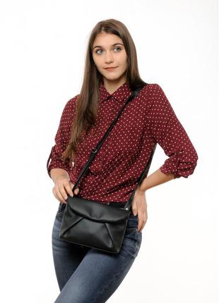 Модная женская черная сумка кроссбоди с длинным ремешком через плечо экокожа2 фото