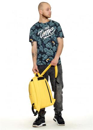 Модный мужской рюкзак желтый городской, повседневный, для ноутбука 15,6, матовая эко-кожа5 фото