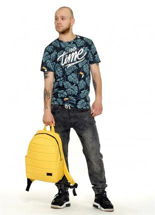 Модный мужской рюкзак желтый городской, повседневный, для ноутбука 15,6, матовая эко-кожа4 фото