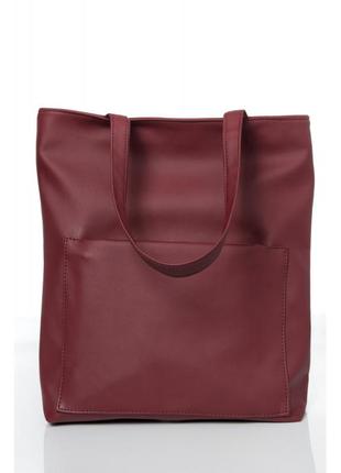 Стильна жіноча сумка шоппер з великою кишенею на блискавці і двома ручками матова пудра екошкіра5 фото