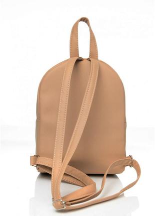 Стильний жіночий міський, повсякденний маленький рюкзак матова еко-шкіра темно-бежевий (тілесний)4 фото