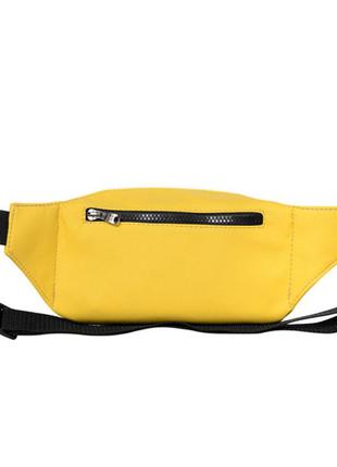 Стильная женская поясная, наплечная желтая сумка бананка на пояс, через плечо кожзам, матовая экокожа5 фото