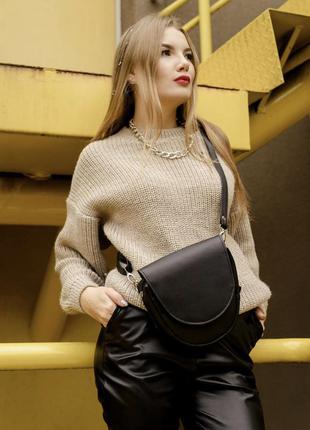 Модная черная женская сумка кроссбоди городская с длинным ремешком через плечо экокожа4 фото
