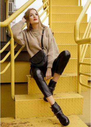 Модная черная женская сумка кроссбоди городская с длинным ремешком через плечо экокожа3 фото