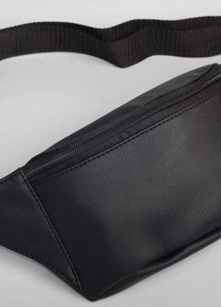 Модная мужская черная бананка, поясная наплечная сумка кроссбоди на пояс, через плечо кожзам, экокожа6 фото