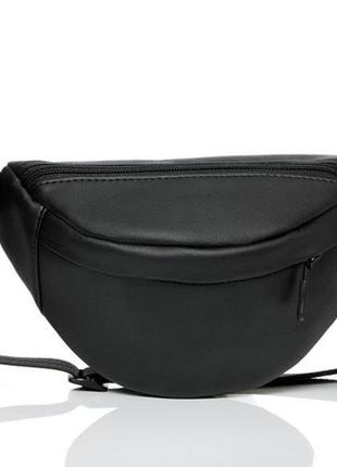 Удобная мужская наплечная, поясная бананка черная, сумка на пояс, через плечо из матовой экокожи9 фото