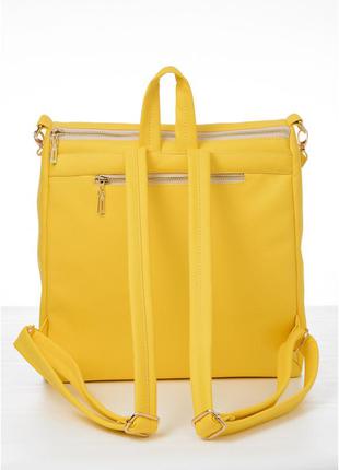 Місткий жіночий повсякденний, міський рюкзак-сумка жовтий еко-шкіра3 фото