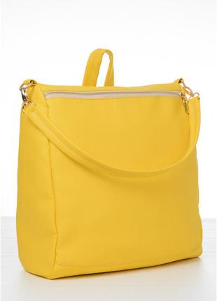 Місткий жіночий повсякденний, міський рюкзак-сумка жовтий еко-шкіра2 фото
