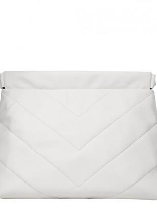 Вместительная белая женская сумка шоппер с двумя ручками из матовой экокожи7 фото
