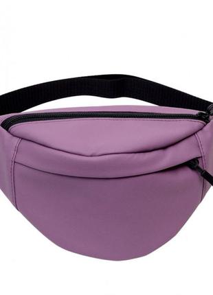 Жіноча напоясная, наплічна сумка бананка фіолетова на пояс через плече матова екошкіра2 фото