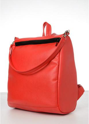 Стильный женский светло-розовый повседневный, городской рюкзак-сумка пудра эко-кожа7 фото