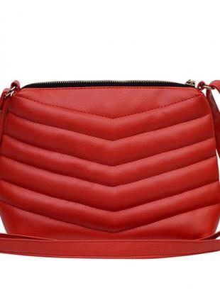 Красная женская сумка кросс-боди с длинным ремешком через плечо из эко-кожи (качественного кожзама)
