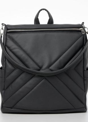 Місткий жіночий рюкзак-сумка з екошкіри повсякденний, міський темно-сірий графіт