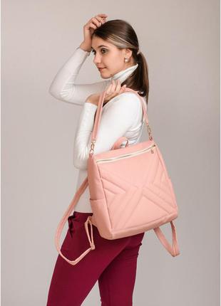 Вместительный повседневный, городской женский рюкзак-сумка темно-синий из экокожи