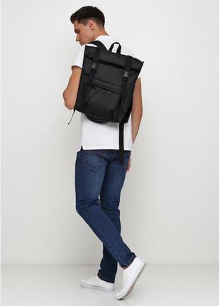 Підлітковий чорний чоловічий шкільний рюкзак роллтоп для хлопця підлітка старшокласника 8-9-10-11 клас10 фото