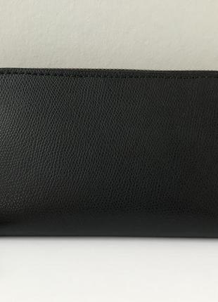 Кожаный вместительный большой кошелек 1247-1 на молнии италия черный5 фото