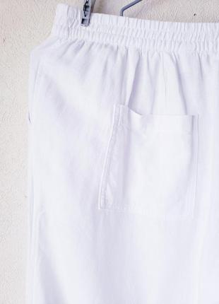 Льняные белоснежные брюки с карманами на высокий рост на комфортной талии next 20-22шин8 фото