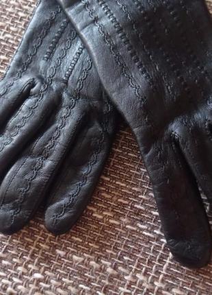Жіночі шкіряні рукавички на вовняної підкладці2 фото