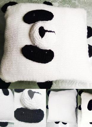 Вязаная подушка панда 🐼