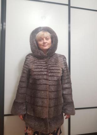 Шуба колокольчик из меха нутрии