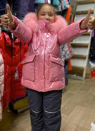 Дитячий зимовий комплект kiko 5719 для дівчинки, тинсульт, на флісі 92