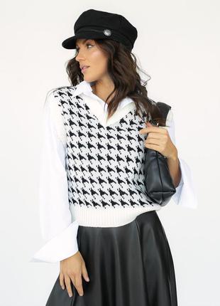 Шерстяной жилет базовый гусиная лапка шерсть