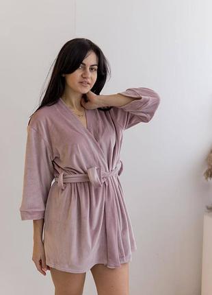 Теплий плюшевий халат/халат велюровий/короткий халатик
