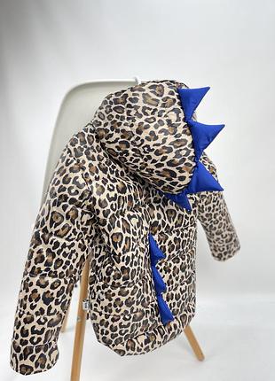 Тепла куртка діно для дівчинки тигрова з ріжками