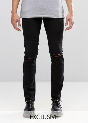 Новые черные стрейчевые джинсы cheap monday tight rip black w31 l32