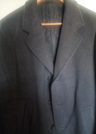 Модне пряме пальто чоловіче драп велюр темно сіре утеплений 48-52р