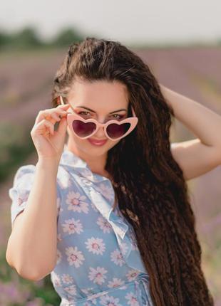 Очки сердечки розовые