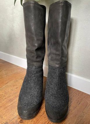 Тёплые кожаные сапоги на платформе bronx зимні черевики ботинки валянки4 фото