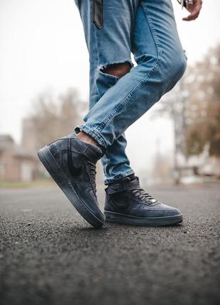 Nike air force high grey чоловічі зимові кросівки найк аір форс