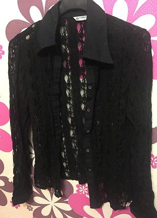 Рубашка полупрозрачная с рваным эффектом