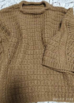 Теплая вязаная кофта крупной вязки большого размера3 фото