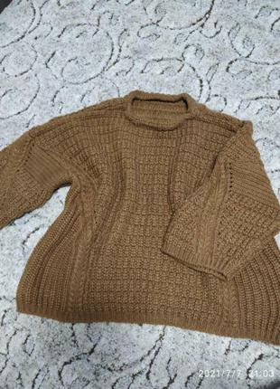 Теплая вязаная кофта крупной вязки большого размера2 фото