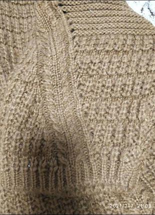 Теплая вязаная кофта крупной вязки большого размера4 фото