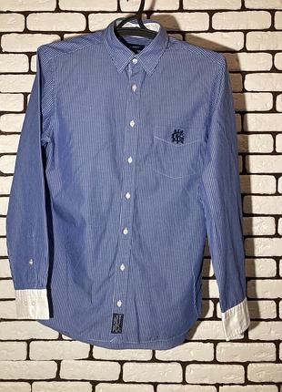 Синяя рубашка с премиальной линейки gant