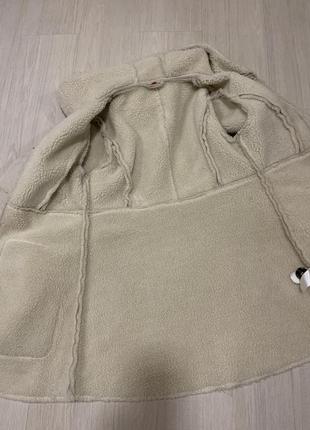 Куртка дублёнка бежевая молочная зимняя6 фото