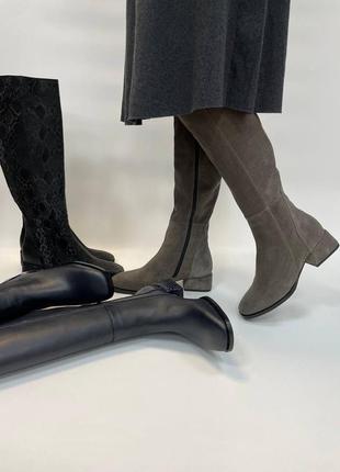Класичні жіночі чоботи натуральна шкіра, замша італія демі зима