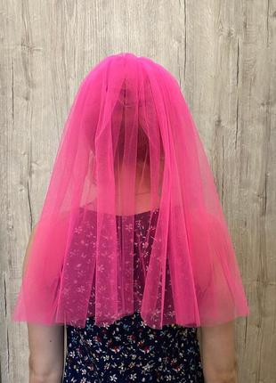 Фата на дівич-вечір яскрава рожева 50 см