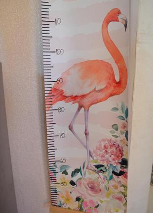 Детский плакат постер ростомер фламинго4 фото