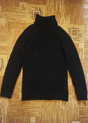 Черный удлиненный свитер под горло гольф крупной вязки pull & bear