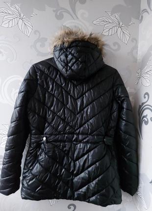 Чёрная тёплая зимняя стёганная куртка курточка с капюшоном6 фото
