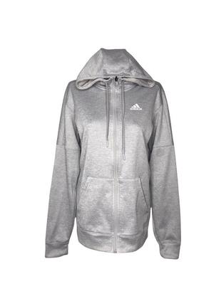 Кофта толстовка adidas сіра з капюшоном замком флісова худі з кишенями на блискавці спортивна тепла розмір s m1 фото