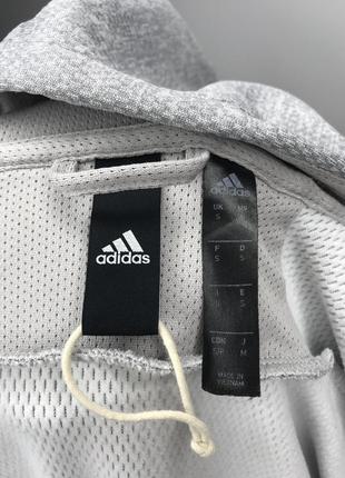 Кофта толстовка adidas серая с капюшоном замком флисовая худи с карманами на молнии спортивная теплая размер s m7 фото