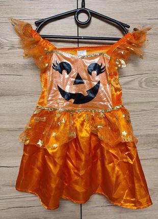 Детское платье, костюм тыква, тыковка, ведьма на хеллоуин на 2-3 года1 фото